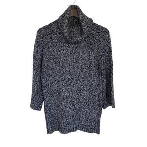 White House Black Market Cowl Neck Black and White Heather Sweater - Large